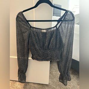 Altar’d State Cropped Leopard Print Long Sleeved Blouse